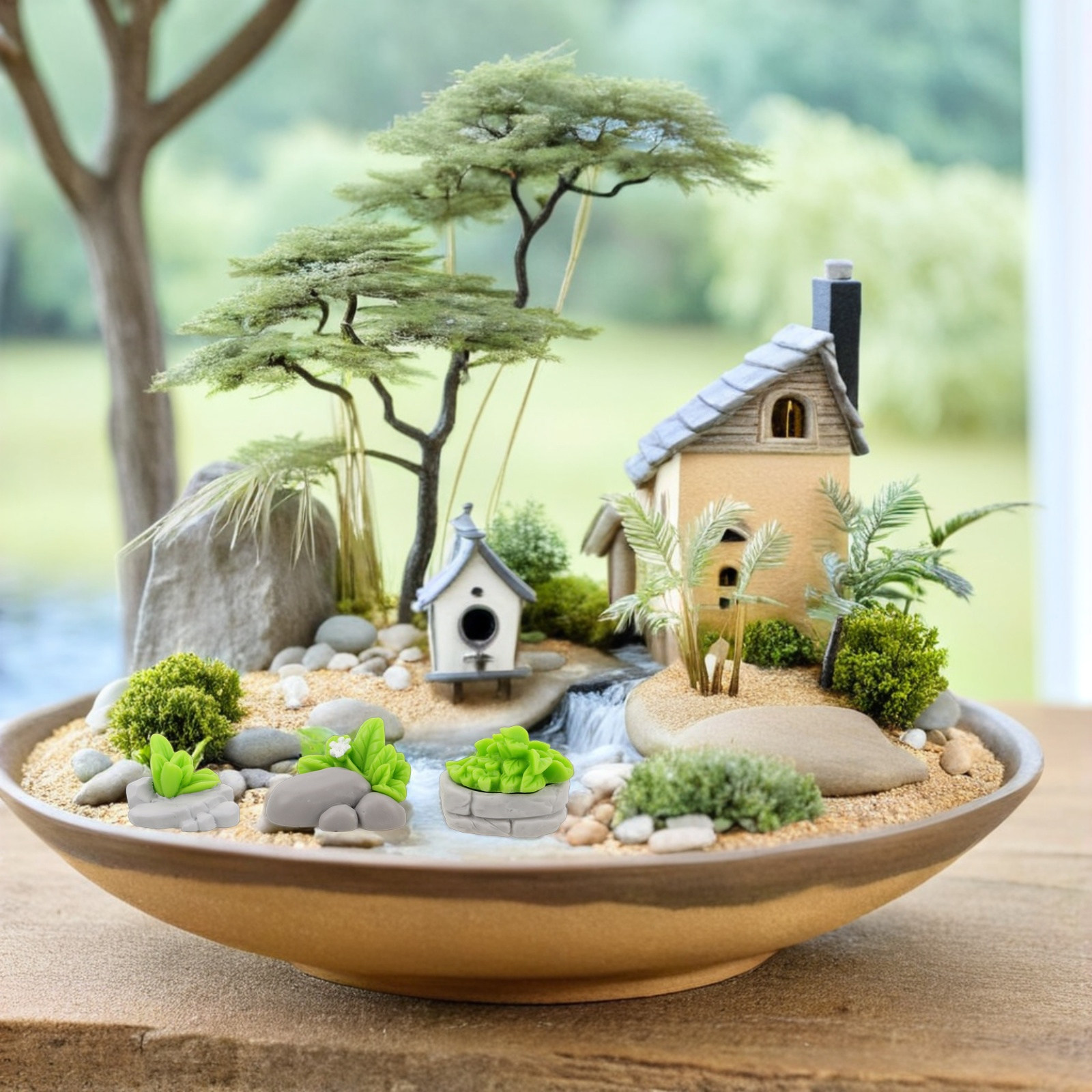 12 قطعة من زينة الحديقة الاصطن - مراجعة Bonsai Garden Layout وسعره